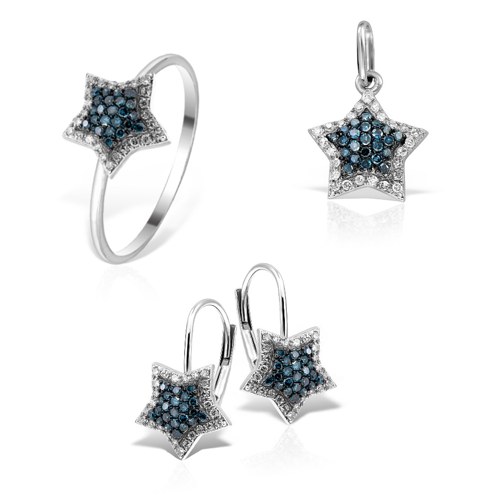 Bijuterii set cu diamante albastre