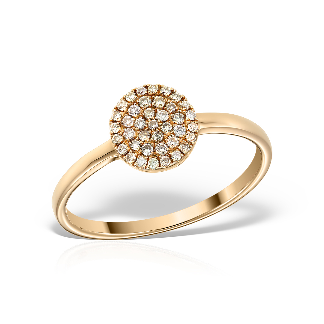 Inel de logodna din aur roz 18k cu diamante brown
