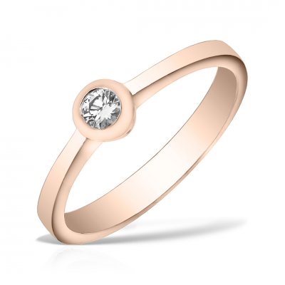 Inel de logodna solitaire aur roz  cu diamant